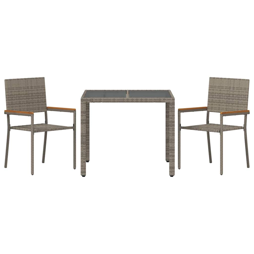 Conjunto de Comedor de Jardín 3 pcs Gris ratán sintético