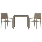 Conjunto de Comedor de Jardín 3 pcs Gris ratán sintético