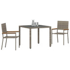 Conjunto de Comedor de Jardín 3 pcs Gris ratán sintético