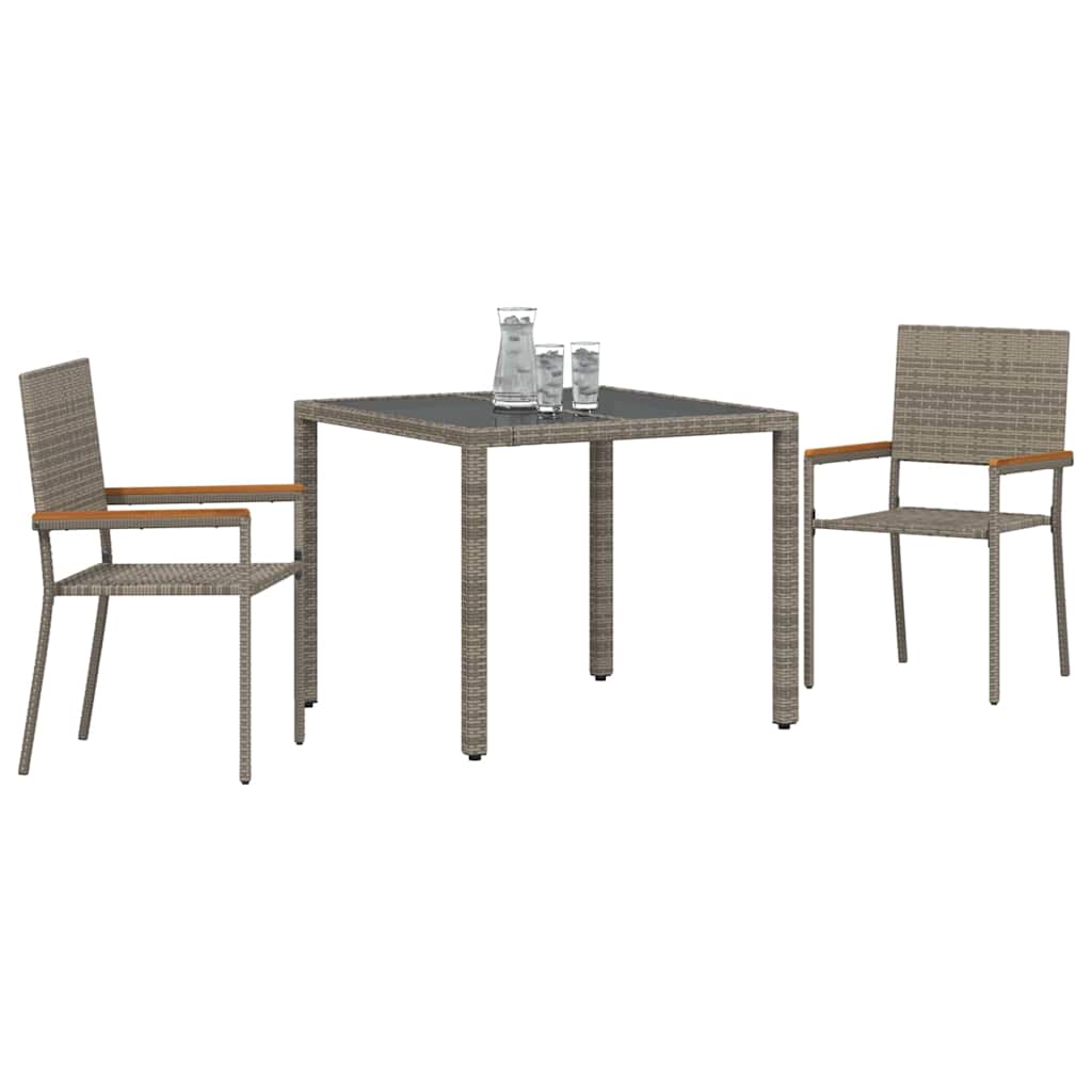 Conjunto de Comedor de Jardín 3 pcs Gris ratán sintético