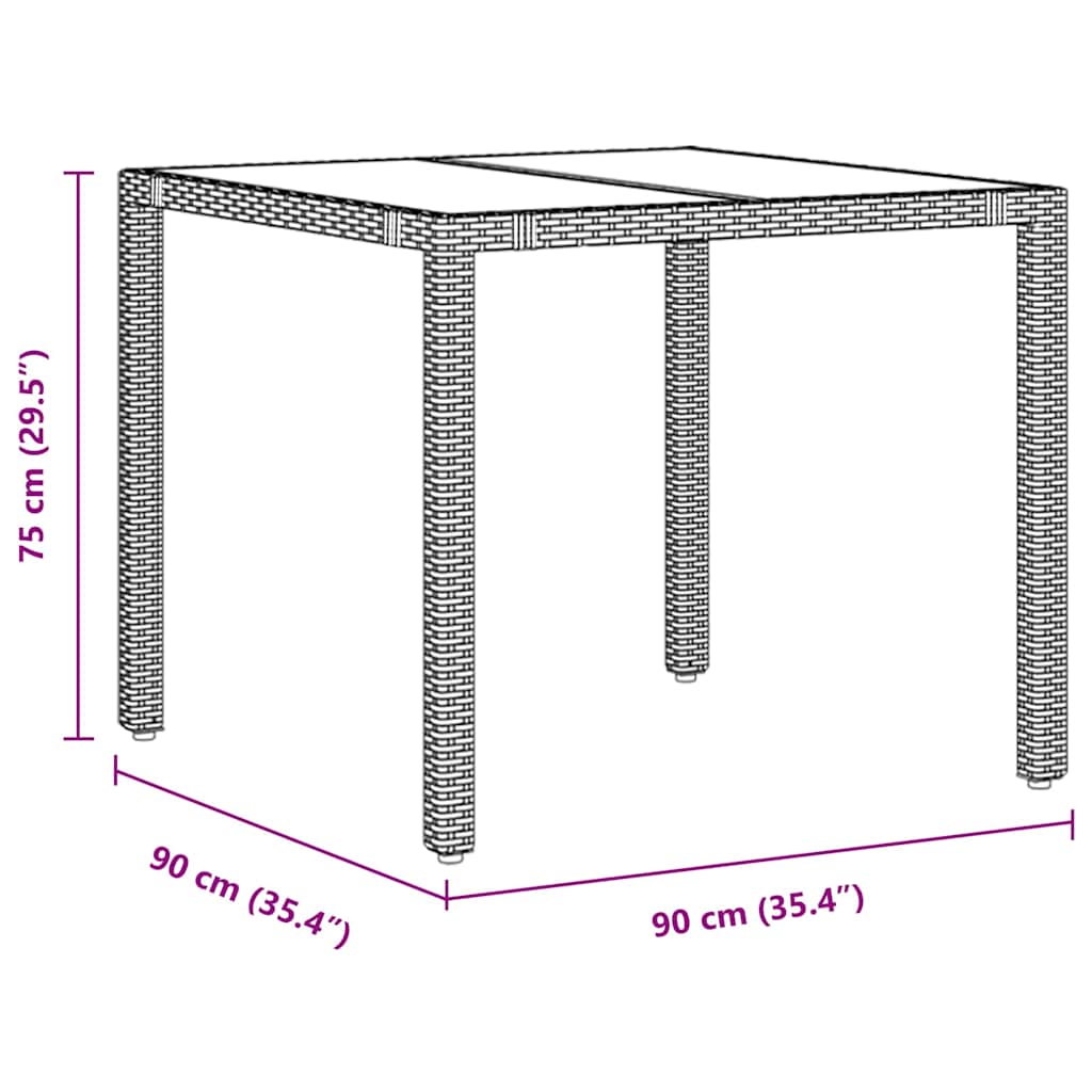Conjunto de Comedor de Jardín 3 pcs Gris ratán sintético