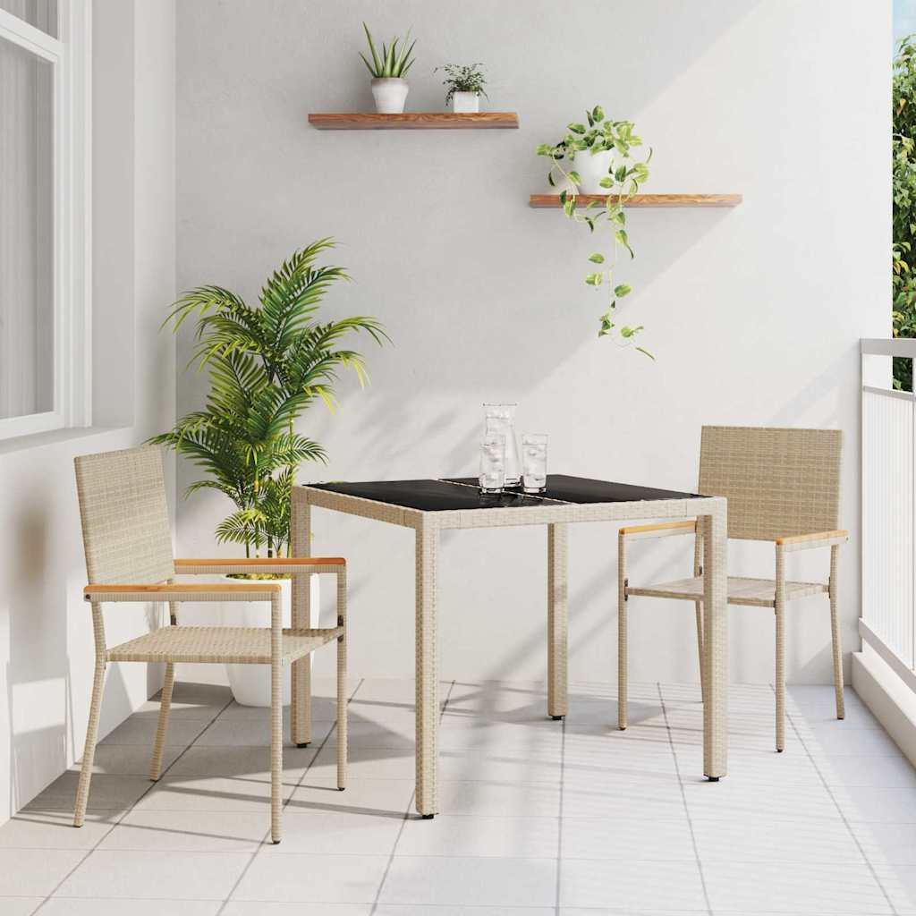 Conjunto de Comedor de Jardín 3 pcs Beige ratán sintético