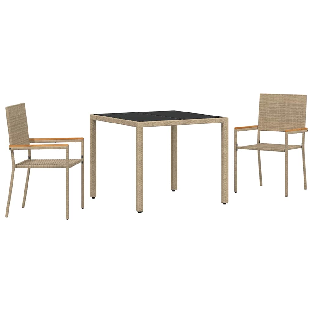 Conjunto de Comedor de Jardín 3 pcs Beige ratán sintético