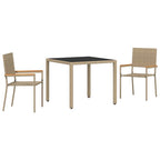 Conjunto de Comedor de Jardín 3 pcs Beige ratán sintético