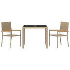 Conjunto de Comedor de Jardín 3 pcs Beige ratán sintético