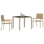 Conjunto de Comedor de Jardín 3 pcs Beige ratán sintético