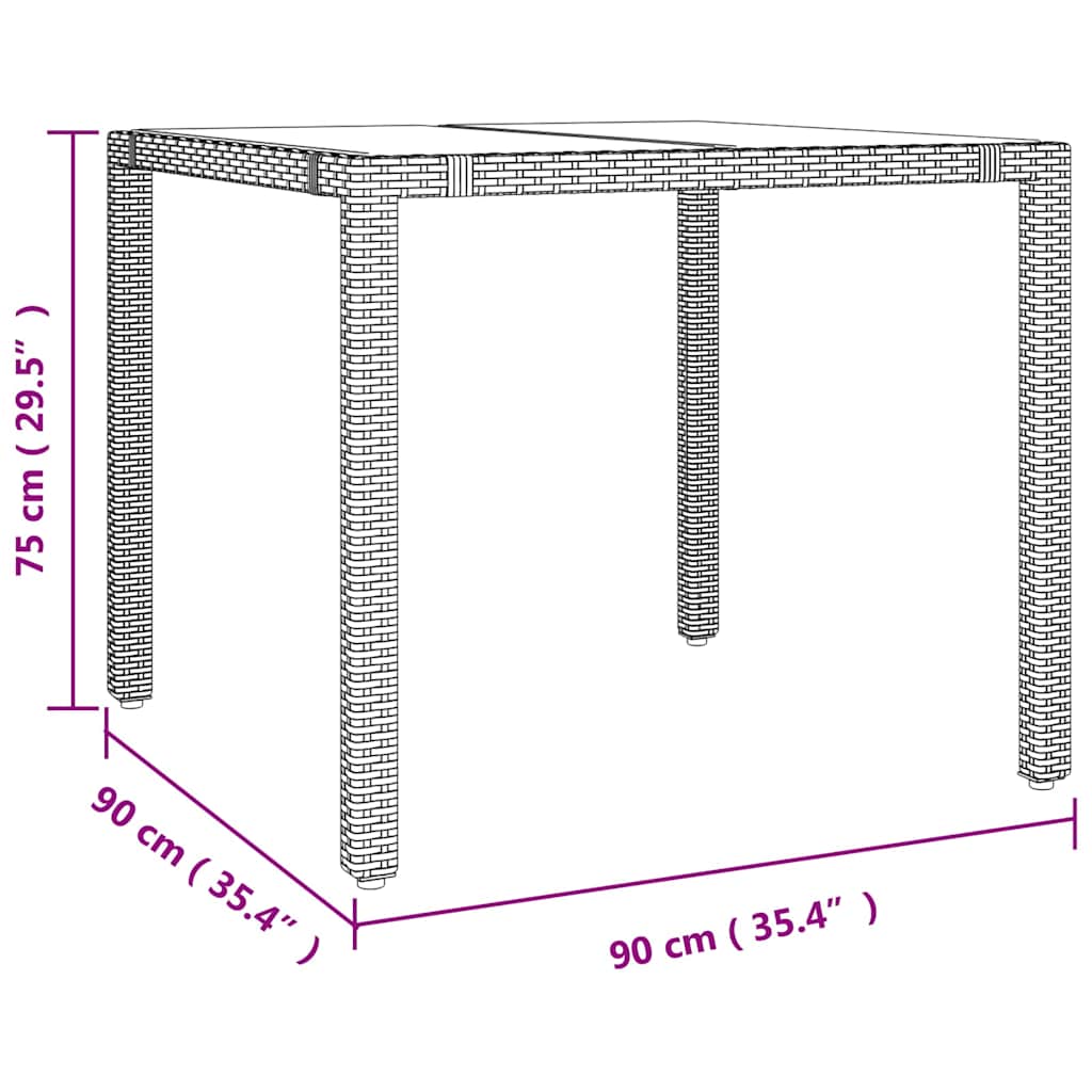 Conjunto de Comedor de Jardín 3 pcs Beige ratán sintético