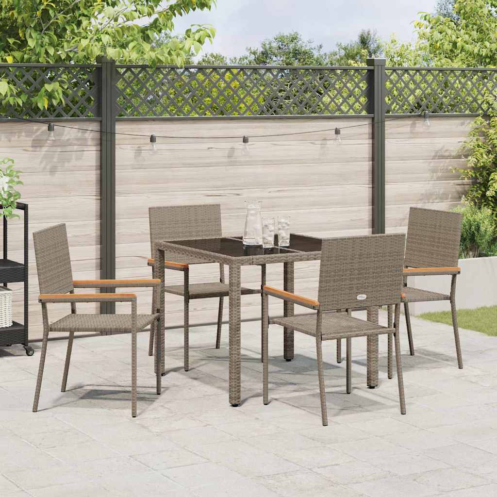 Conjunto de Comedor de Jardín 5 pcs Gris ratán sintético