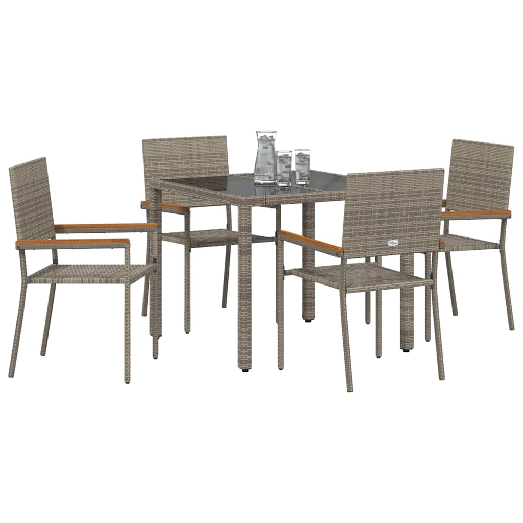Conjunto de Comedor de Jardín 5 pcs Gris ratán sintético