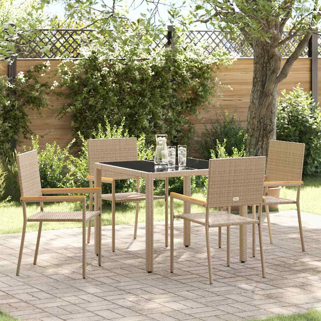 Conjunto de Comedor de Jardín 5 pcs Beige ratán sintético