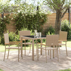 Conjunto de Comedor de Jardín 5 pcs Beige ratán sintético