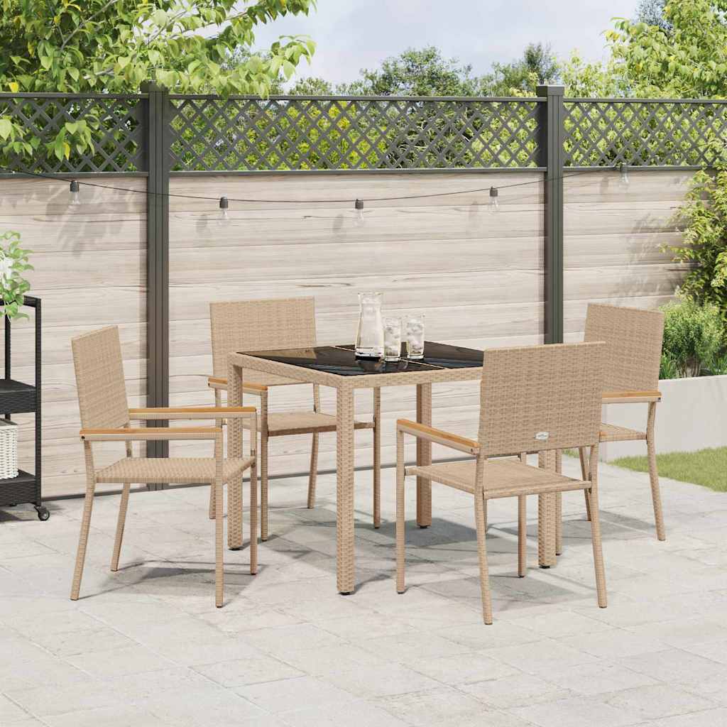 Conjunto de Comedor de Jardín 5 pcs Beige ratán sintético
