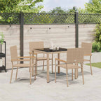 Conjunto de Comedor de Jardín 5 pcs Beige ratán sintético