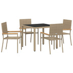 Conjunto de Comedor de Jardín 5 pcs Beige ratán sintético