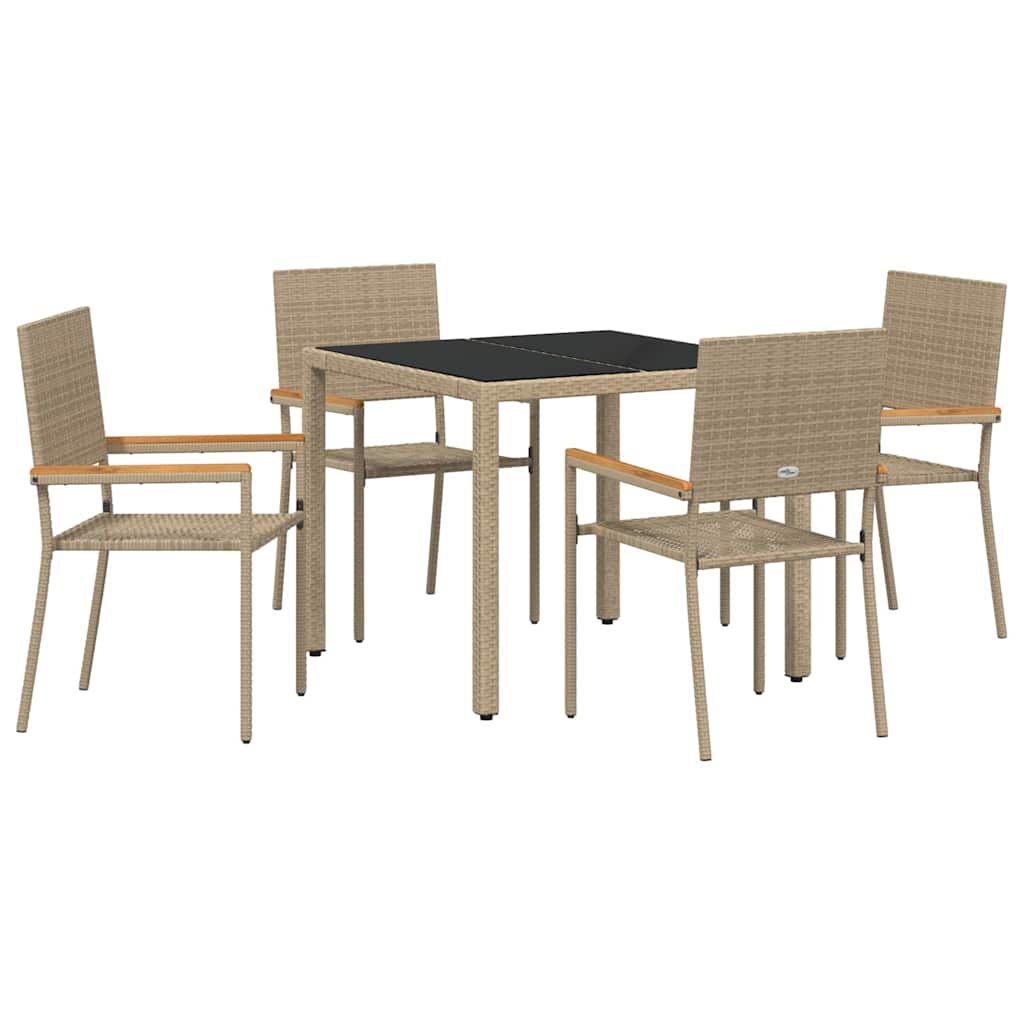Conjunto de Comedor de Jardín 5 pcs Beige ratán sintético