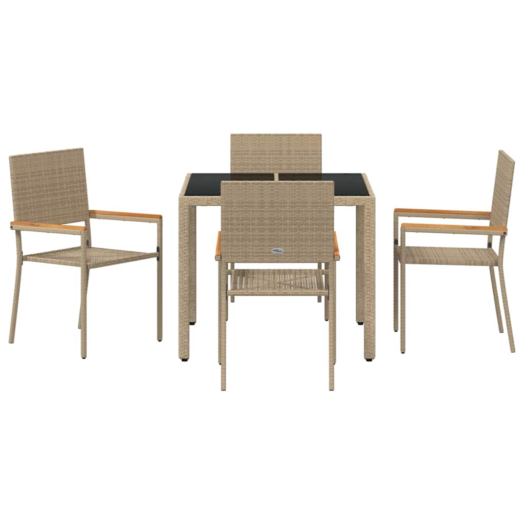 Conjunto de Comedor de Jardín 5 pcs Beige ratán sintético