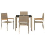 Conjunto de Comedor de Jardín 5 pcs Beige ratán sintético