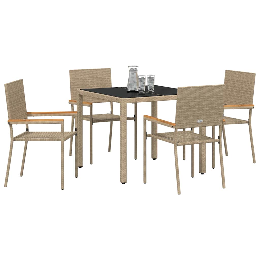 Conjunto de Comedor de Jardín 5 pcs Beige ratán sintético