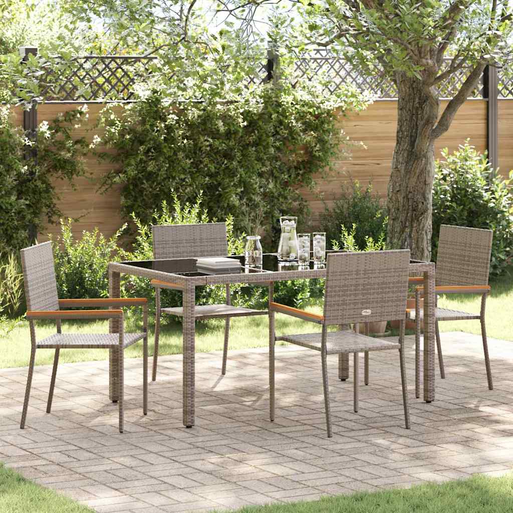 5-Piece Gray Rattan Outdoor Dining Set