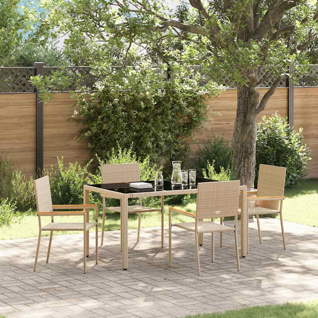 5-piece Patio Dining Set Beige Synthetic Rattan