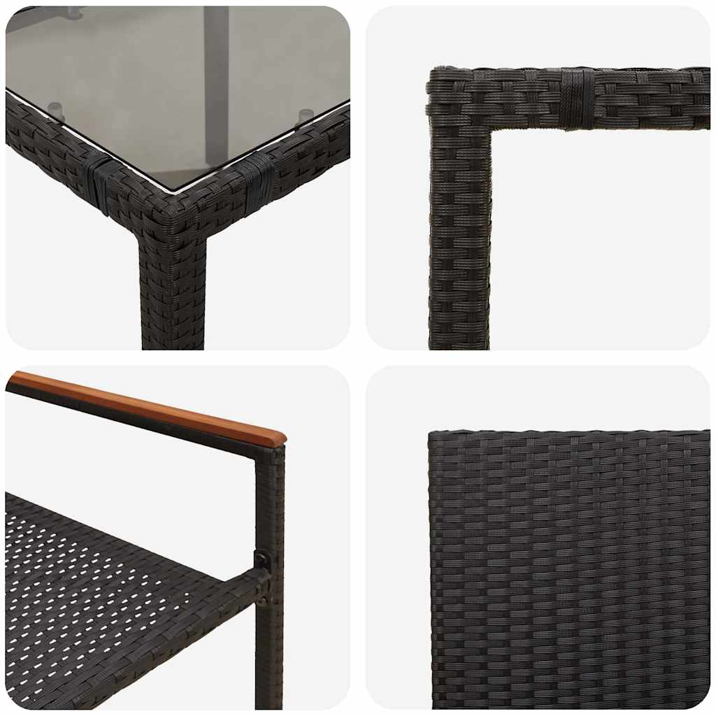 Conjunto de Comedor de Jardín 7 pcs Negro ratán sintético