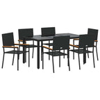 Conjunto de Comedor de Jardín 7 pcs Negro ratán sintético