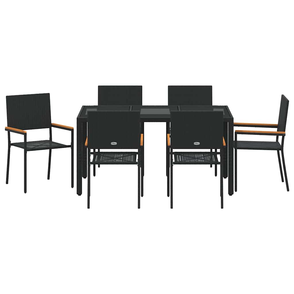 Conjunto de Comedor de Jardín 7 pcs Negro ratán sintético