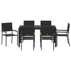 Conjunto de Comedor de Jardín 7 pcs Negro ratán sintético