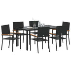 Conjunto de Comedor de Jardín 7 pcs Negro ratán sintético