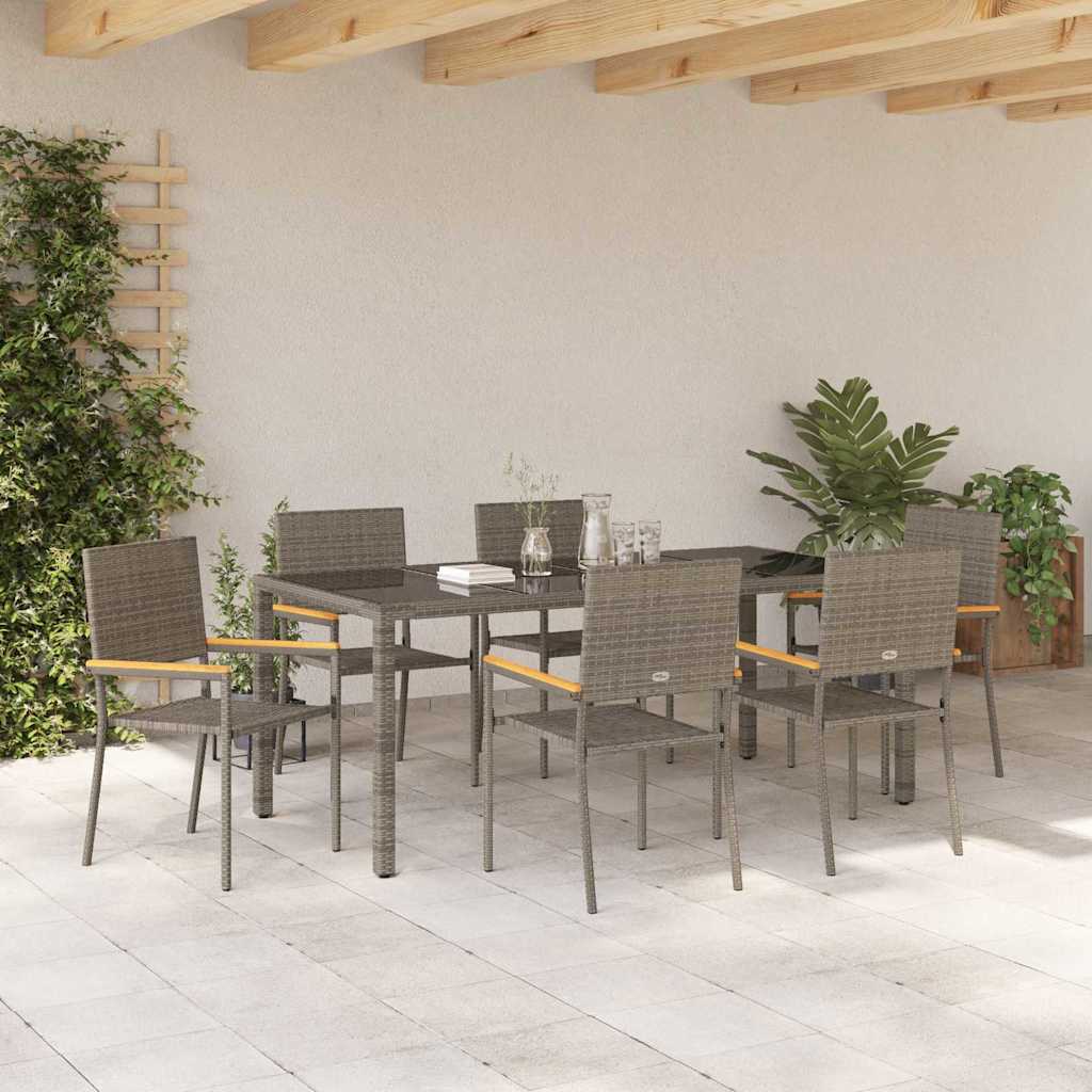 Conjunto de Comedor de Jardín 7 pcs Gris ratán sintético