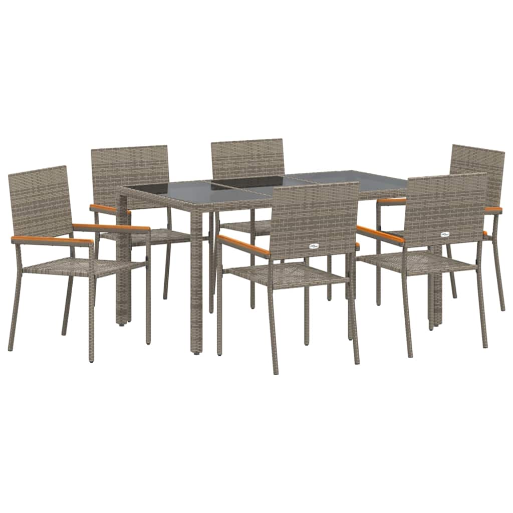 Conjunto de Comedor de Jardín 7 pcs Gris ratán sintético