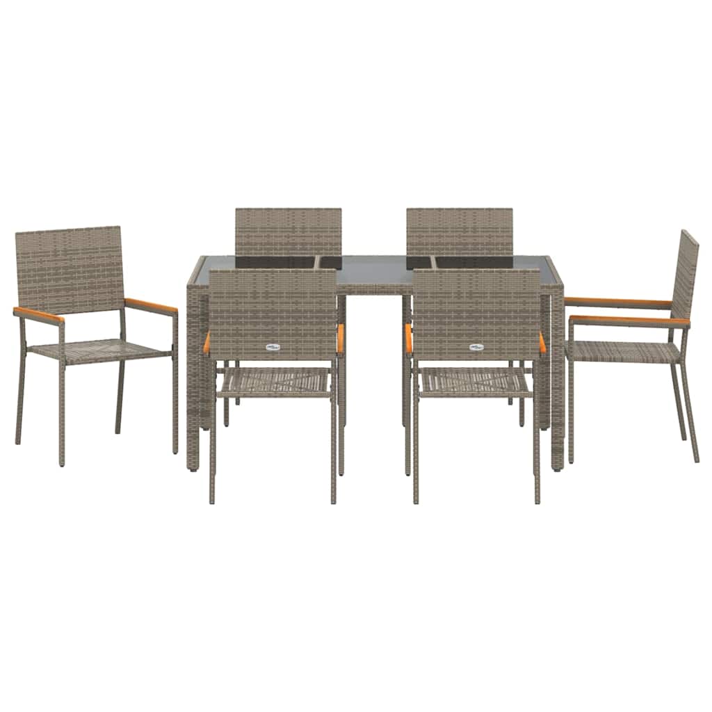 Conjunto de Comedor de Jardín 7 pcs Gris ratán sintético