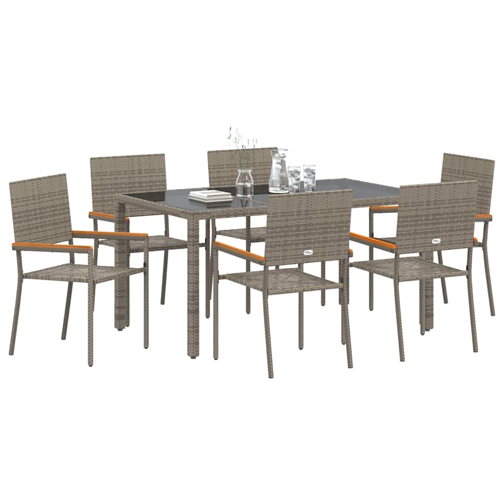 Conjunto de Comedor de Jardín 7 pcs Gris ratán sintético