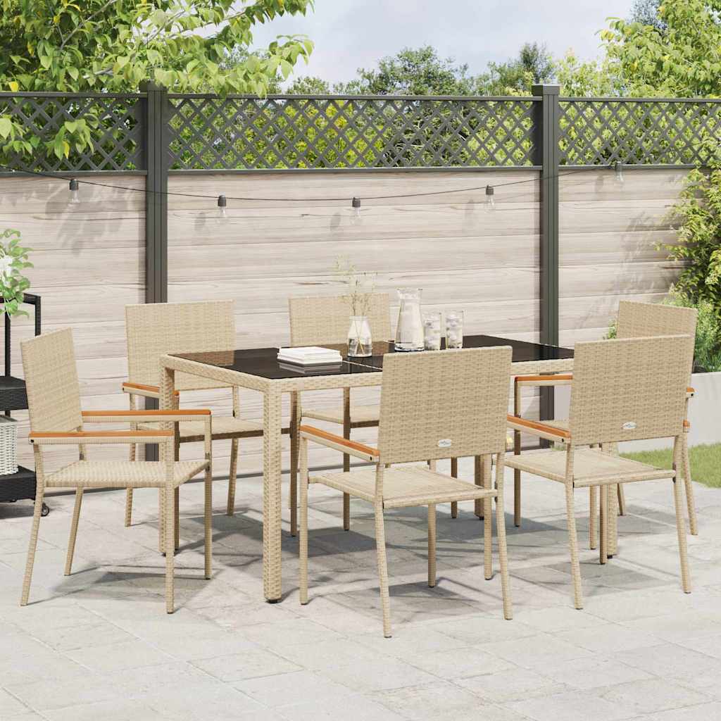 Conjunto de Comedor de Jardín 7 pcs Beige ratán sintético