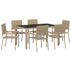Conjunto de Comedor de Jardín 7 pcs Beige ratán sintético