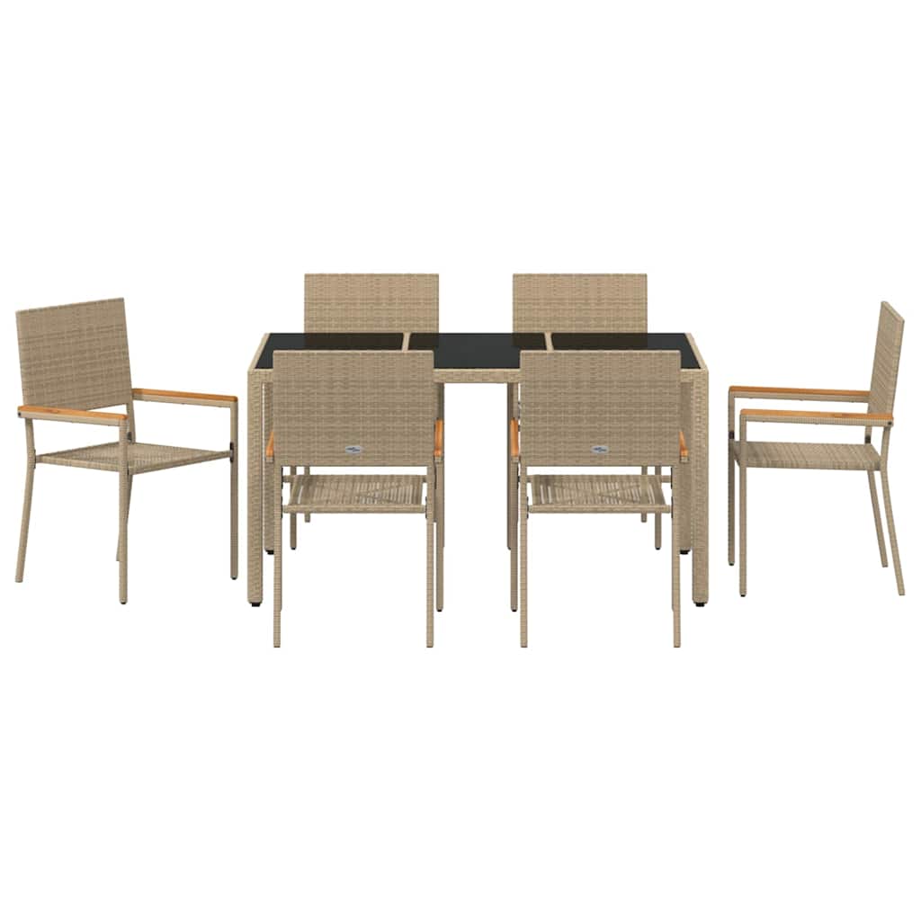 Conjunto de Comedor de Jardín 7 pcs Beige ratán sintético