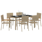 Conjunto de Comedor de Jardín 7 pcs Beige ratán sintético
