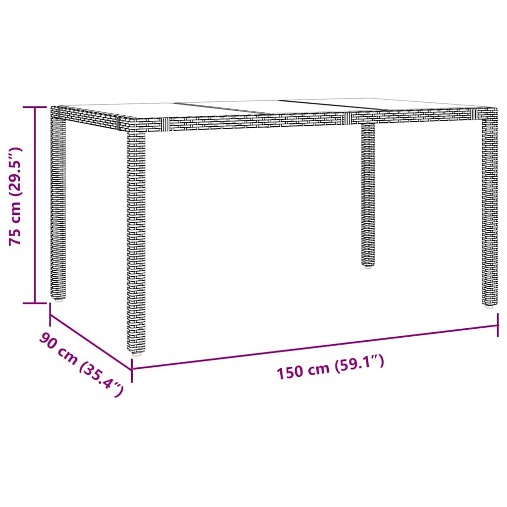Conjunto de Comedor de Jardín 7 pcs Beige ratán sintético
