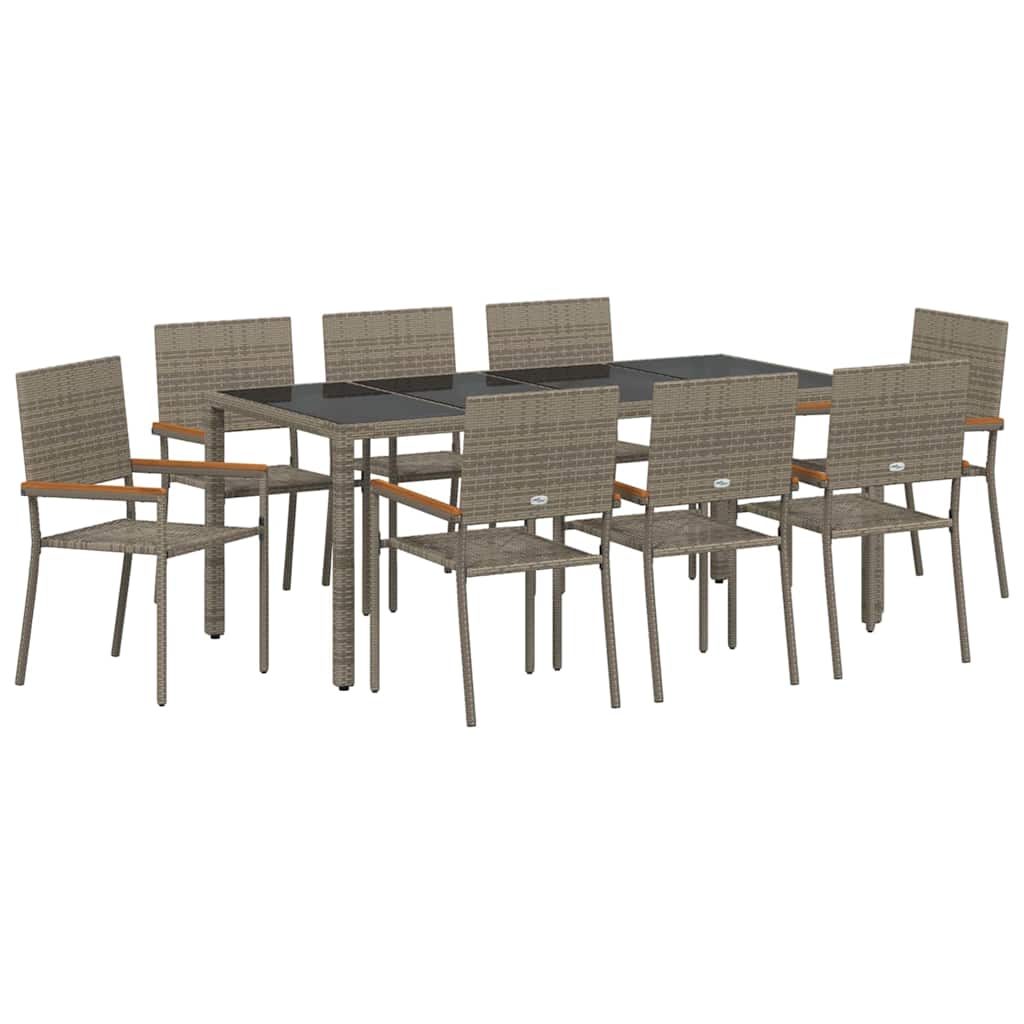 Conjunto de Comedor de Jardín 9 pcs Gris ratán sintético