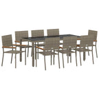 Conjunto de Comedor de Jardín 9 pcs Gris ratán sintético