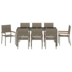 Conjunto de Comedor de Jardín 9 pcs Gris ratán sintético