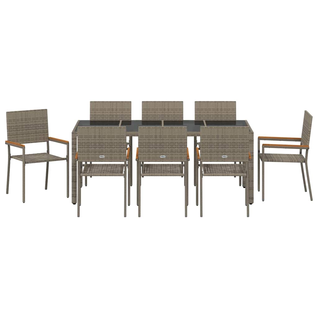 Conjunto de Comedor de Jardín 9 pcs Gris ratán sintético