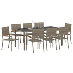 Conjunto de Comedor de Jardín 9 pcs Gris ratán sintético