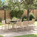 Conjunto de Comedor de Jardín 9 pcs Beige ratán sintético