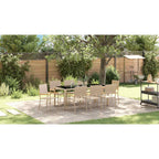 Conjunto de Comedor de Jardín 9 pcs Beige ratán sintético