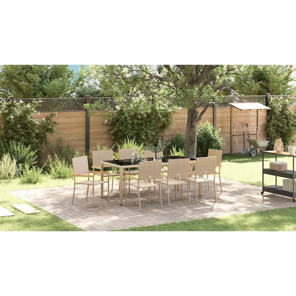 Conjunto de Comedor de Jardín 9 pcs Beige ratán sintético