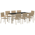 Conjunto de Comedor de Jardín 9 pcs Beige ratán sintético
