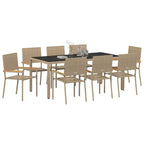 Conjunto de Comedor de Jardín 9 pcs Beige ratán sintético
