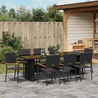Conjunto de Comedor de Jardín 9 pcs Negro ratán sintético