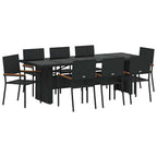 Conjunto de Comedor de Jardín 9 pcs Negro ratán sintético